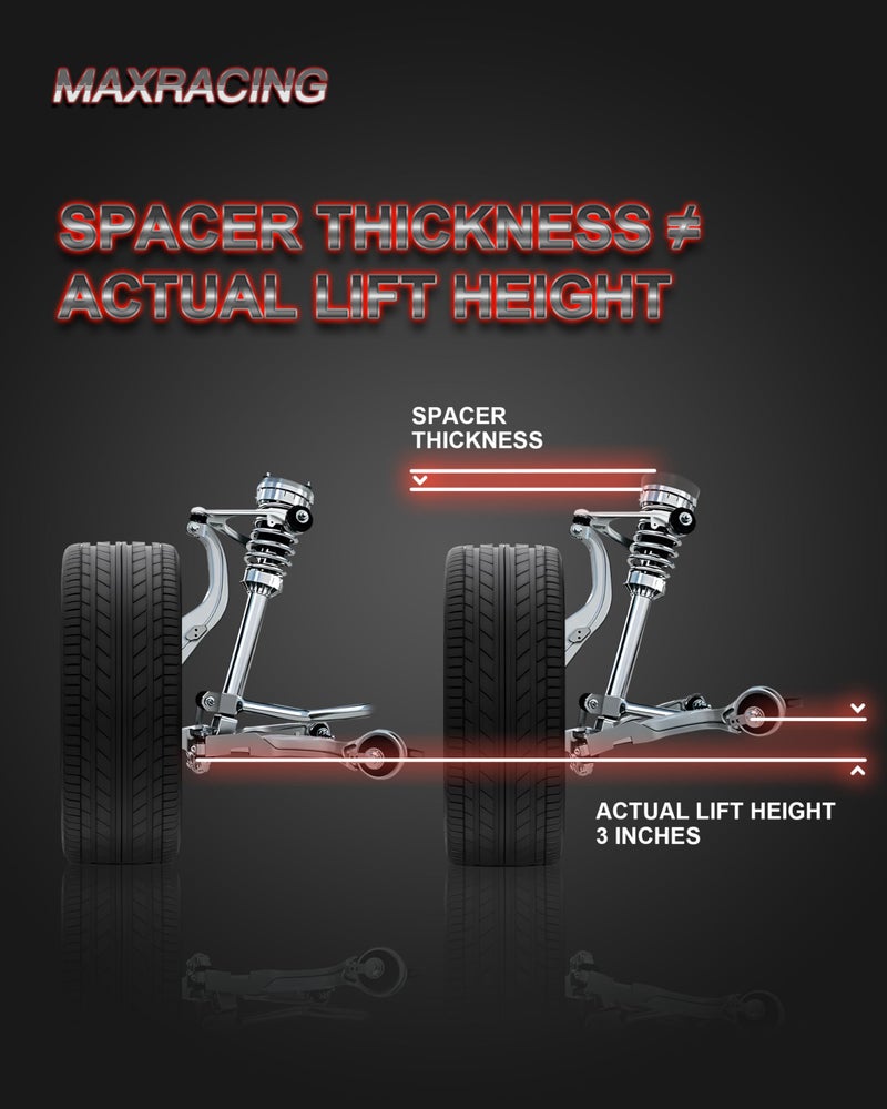 Maxracing 3 "" Front Leveling Kit Upper+Lower Strut Lift Spacers Compatible with 2007-2025 Chevy Silverado Avalanche Suburban Tahoe 1500 / GMC Sierra Yukon 1500 2WD/4WD - Image 5